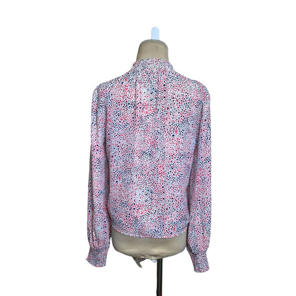 Rachel Zoe confetti print mock neck front tie blouse size XS - Picture 3 of 11